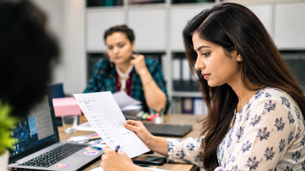Indian woman working on digital marketing in Nashik